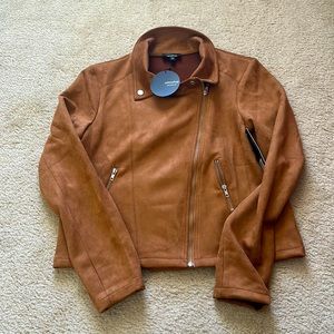 BROWN FAUX SUEDE JACKET NWT